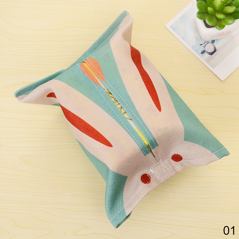Tissue Bag Cotton And Linen Tissue Box Cover Handkerchief Napkin Holder Cover Cute Animal Printing Baby Wet Wipes Box Wipe Cases: B-01