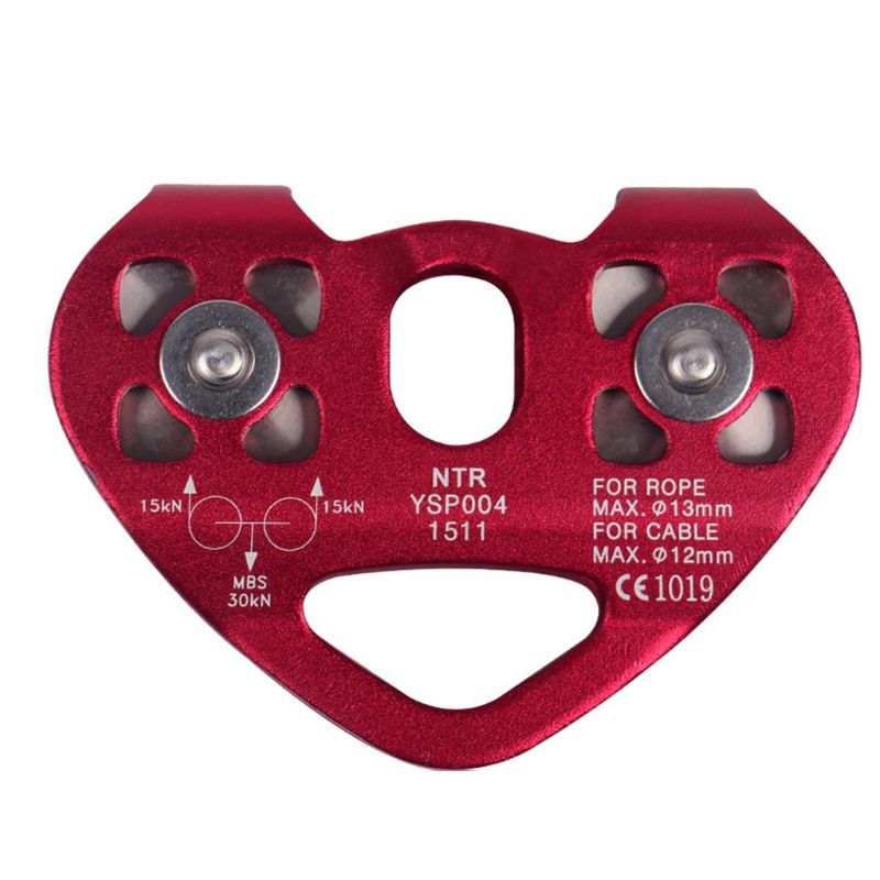 30KN Double Trolley Pulley Aluminum Zip Line Rock Climbing Mountaineering Rescue K1KD: R