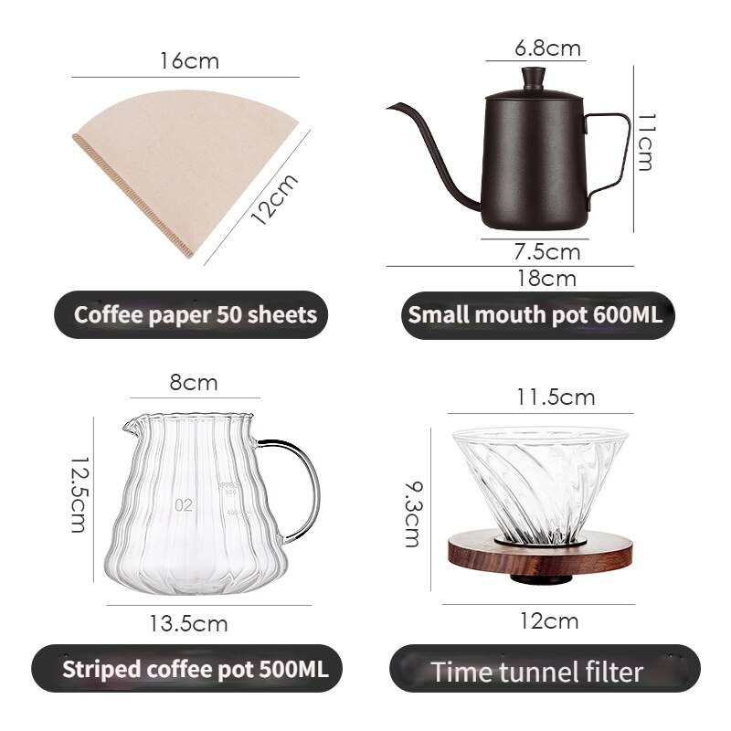 Coffee Pot Set V60 Filter Holder Sharing Pot Coffee Drip Filter Pot Coffee Pot Gao Peng Glass Coffee Set: 500ML Coffee Set2