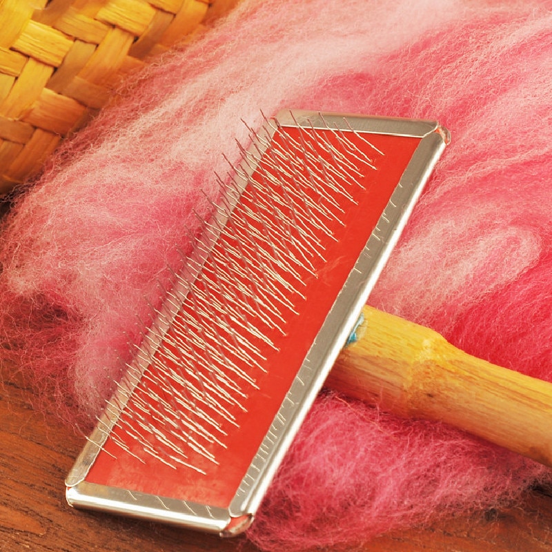 Uldfilt diy blanding uldbørste træhåndtag lille børste kartning af udenlandsk fiber blandet uld værktøj