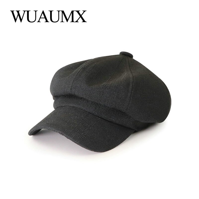 Wuaumx-sombrero octogonal para hombre y mujer, gorros Retro con visera curvada, boina de pico de pato, boina de Detective, Unisex, gorra boina de pintor