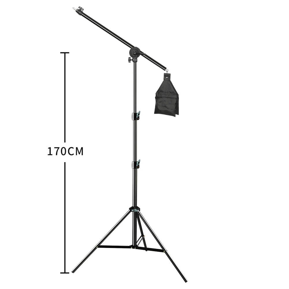 Photo Studio Adjustable Cantilever Stand Cross Arm With Sand Bag Pivot Clamp Use For Light Stand Accessories Extension Rod 135CM: CRYSTAL