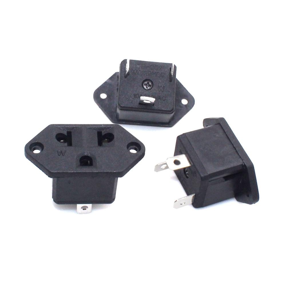 US Panel Mount Outlet Power Connector Industrial Female Socket AC Electrical Embedded Panel Receptacle Socket Black 10A 250V