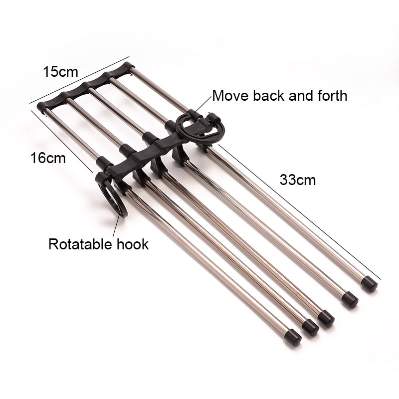 5 in 1 Rvs Multifunctionele Retractable Broek Rack Broek Hanger