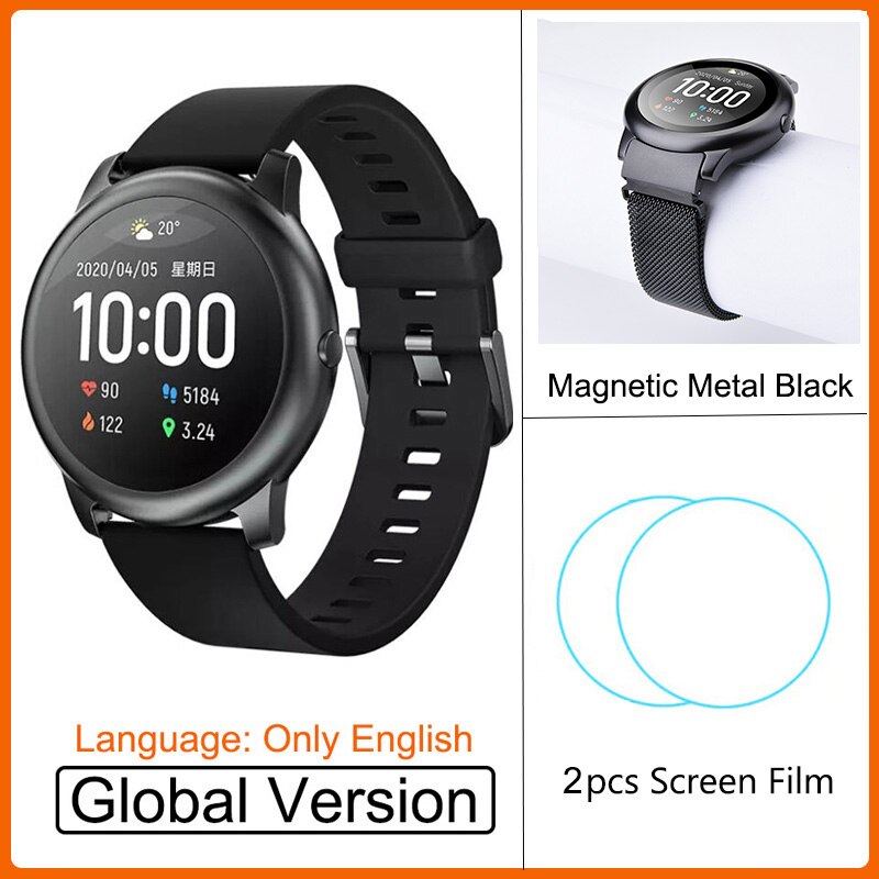 Youpin Haylou Solar LS05 Smart Uhr Sport Metall Herz Rate Schlaf Monitor IP68 Wasserdichte iOS Android Globale Version Für Xiaomi: Add Magnetic Black