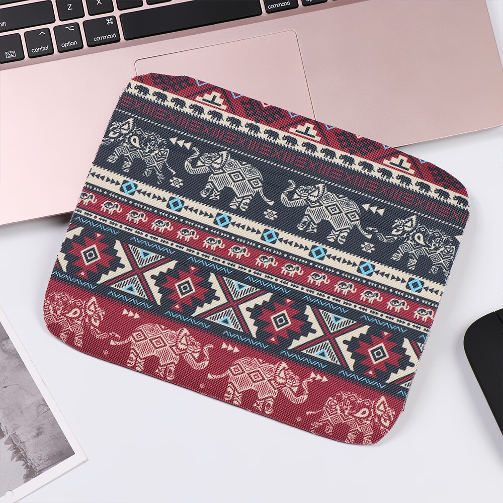 Ethnic Style Canvas Mouse Pad Mice Mat Rubber Anti-slip Durable Desk Cushion Tablet Mat Computer Peripherals Accessory