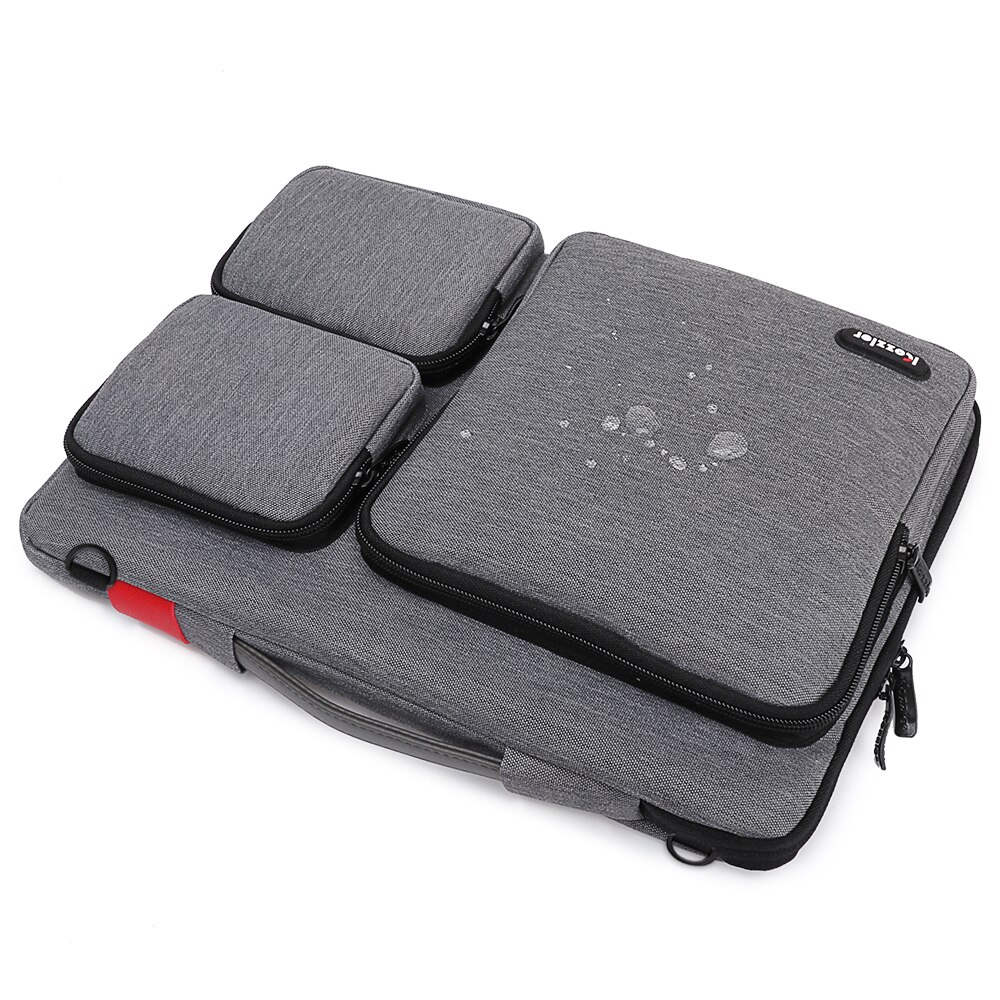 Icozzier 13.3/15.6 inch laptophoes met drie zijvakken, handvat en schouderband / laptoptas voor 13/15 inch ultrabooks
