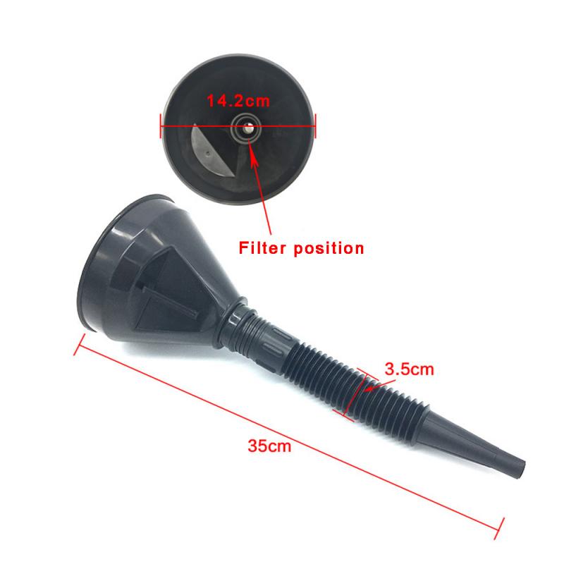 Car Emergency Fuel Gas Petrol Filler Funnel Oil Black With Flexible Detachable Spout Funnel 2-in-1 Automotive Tool For Water Oil