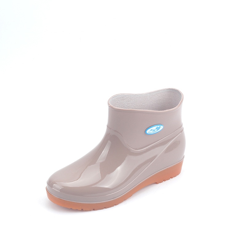 Bottes de pluie à talons bas pour femmes, chaussures de loisirs à bout rond, étanches, Tube central, 698