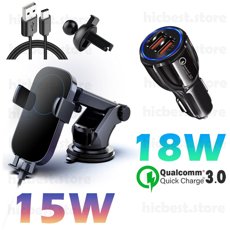 15W Qi Draadloze Oplader Auto Telefoon Houder Voor Samsung S21 S20 Ultra S10 S9 Inductie Oplader Auto Mount Voor iphone 12 11 Pro Max 8: 3