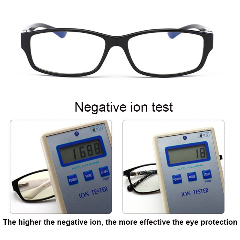 Datorglasögon negativ-jon anti-blått ljus blockerande filter minskar digital ögonbelastning klara vanliga spelglasögon glasögon