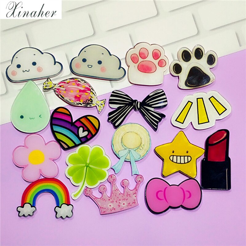 Mooie Wolken Regenboog Lippenstift Broche Acryl Pin Badges Pictogrammen Op De Rugzak Medaille Decoratie Badge Voor Kleding