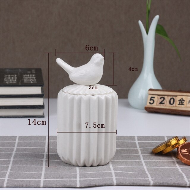 MINI Ceramic Animal Storage Jars Bear Rabbit Cover Spices Candy Tank Container Coffee Jewelry Kitchen Organizer Decoration Craft: 3