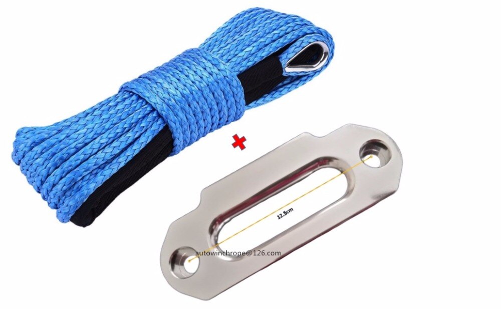 Azul 6mm * 15m cuerda de cabrestante sintético agregar 4000lbs Hawse Fairlead,ATV Cable de cabrestante 6mm guía de cuerda de cabrestante