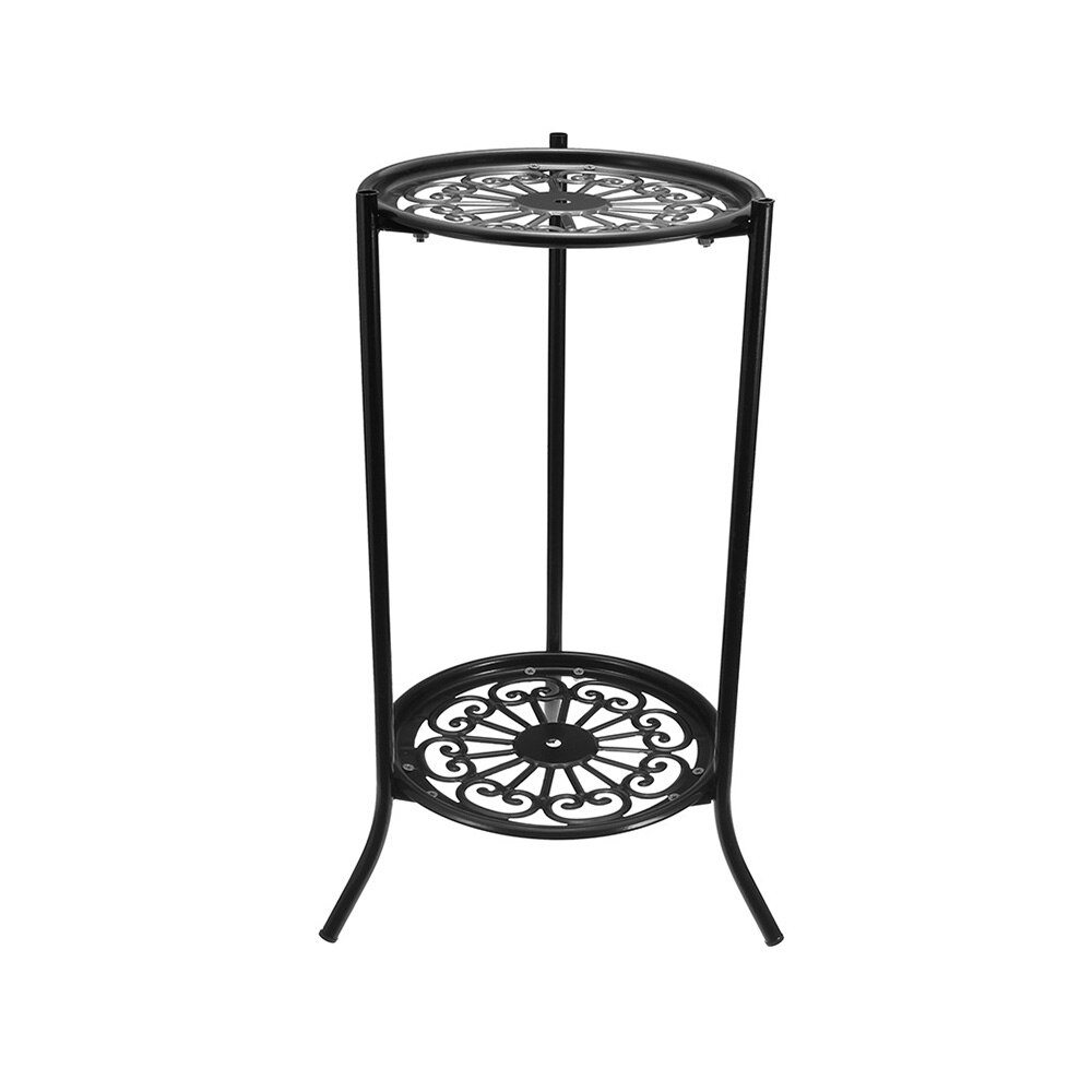 Støtte til blomster 2 holder metal urtepotte stativ sort blomst display hylde have terrasse hjem indendørs udendørs plante stativ: Sort