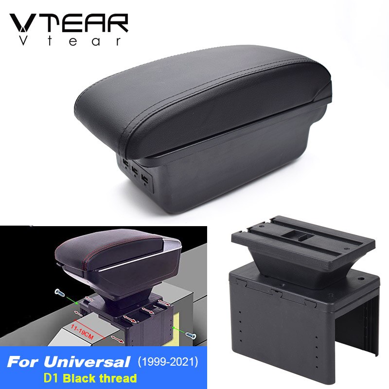 Vtear Voor Renault Megane Twingo Armsteun Interieur Center Console Storage Box Armsteun Auto-Styling Decoratie Accessoires Onderdelen: D Black thread