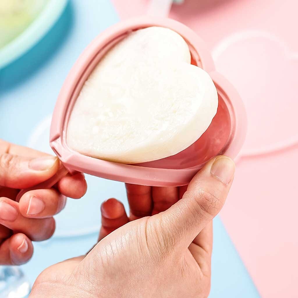Summer Ice Tray Silicone Reusable Trays Heart Shaped Self-made Ice Cream Dessert Stick Mould Home Kitchen Cute Tools