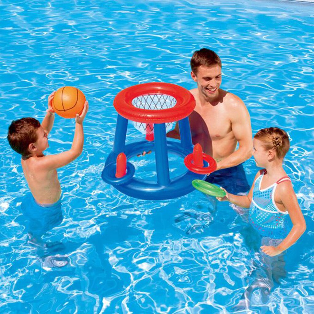 Holdbar oppustelig basketball hoop flydende kaste kaste bolde sommer sjovt legetøj