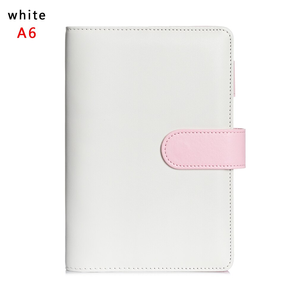 A5 A6 Classic Loose Leaf Ring Binder Notebook Multifunctional Planner Weekly Monthly Diary Notebook Cover Stationery: A6-white