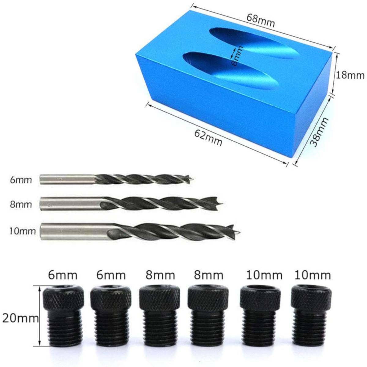 15Pcs Woodworking Pocket Hole Jig Kit 15 Degress Oblique Hole Locator Drill Guide Set Hole Puncher Carpentry Toos