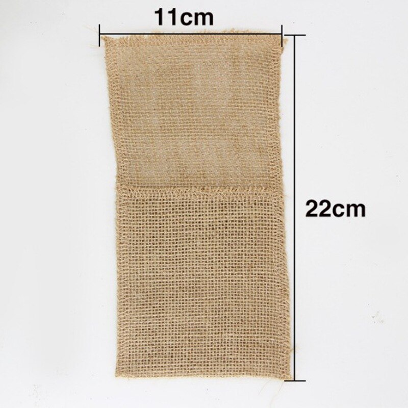 1pcs Jute Hessian Burlap Linen Lace Cutlery Holder Vintage Birthday Wedding Party Christmas Decorations Tableware Supplies 62447: B