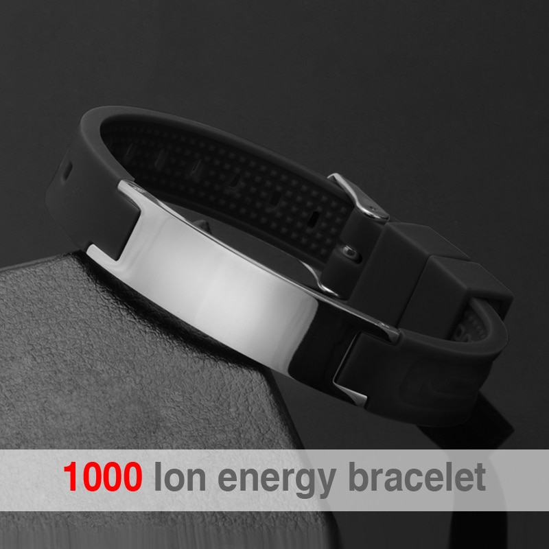 Power Silicone Bracelet Bio Elelents Energy Balance Bracelet Magnetic Wristband Black Silicone