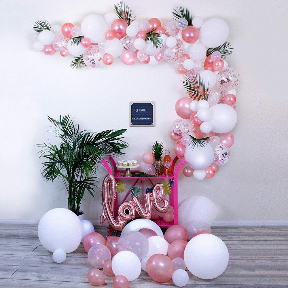 Ballon Boog Guirlande Kit Liefde Rose Goud Confetti Clear Ballonnen Accessoires Voor Bruiloft Baby Shower Bachelorette Engagement