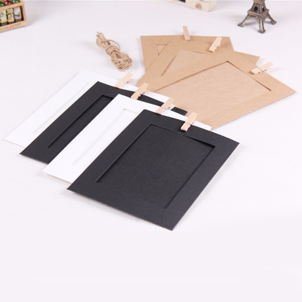 7 Stks/set 7 Inch Houten Papier Foto Diy Flim Opknoping Wall Album Frame Touw Clips Bruiloft Ornamenten Home Decoratie