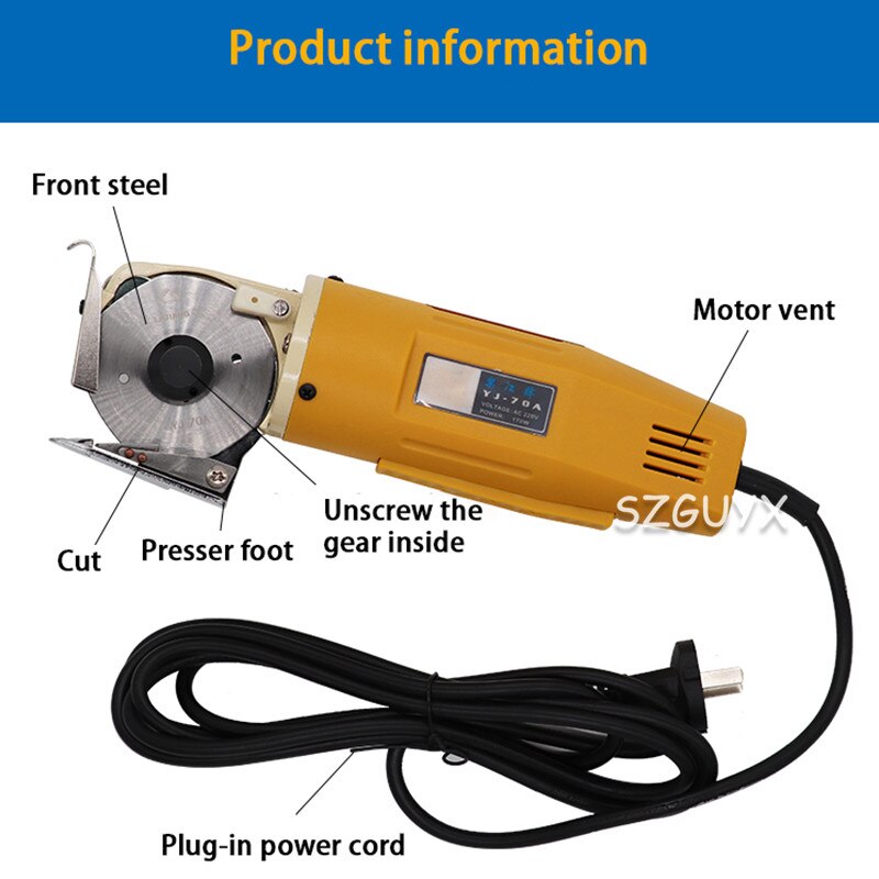 Wood Router 220V Handheld Portable 65mm Rotary Blade Electric Round Electric Cloth Cutter Fabric Round Knife Cutting Machine