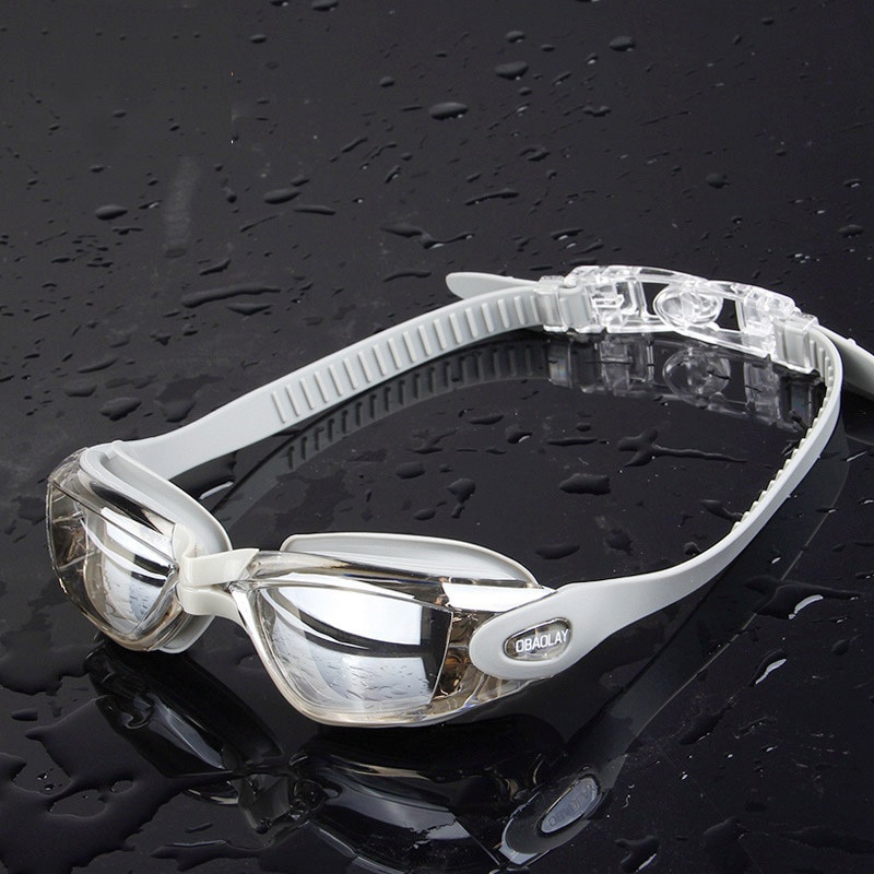 Anti-tåge svømningsbriller mænd kvinder svømmer briller undersøiske briller svømning briller svømmer dykningsbriller med ørepropper: Grå
