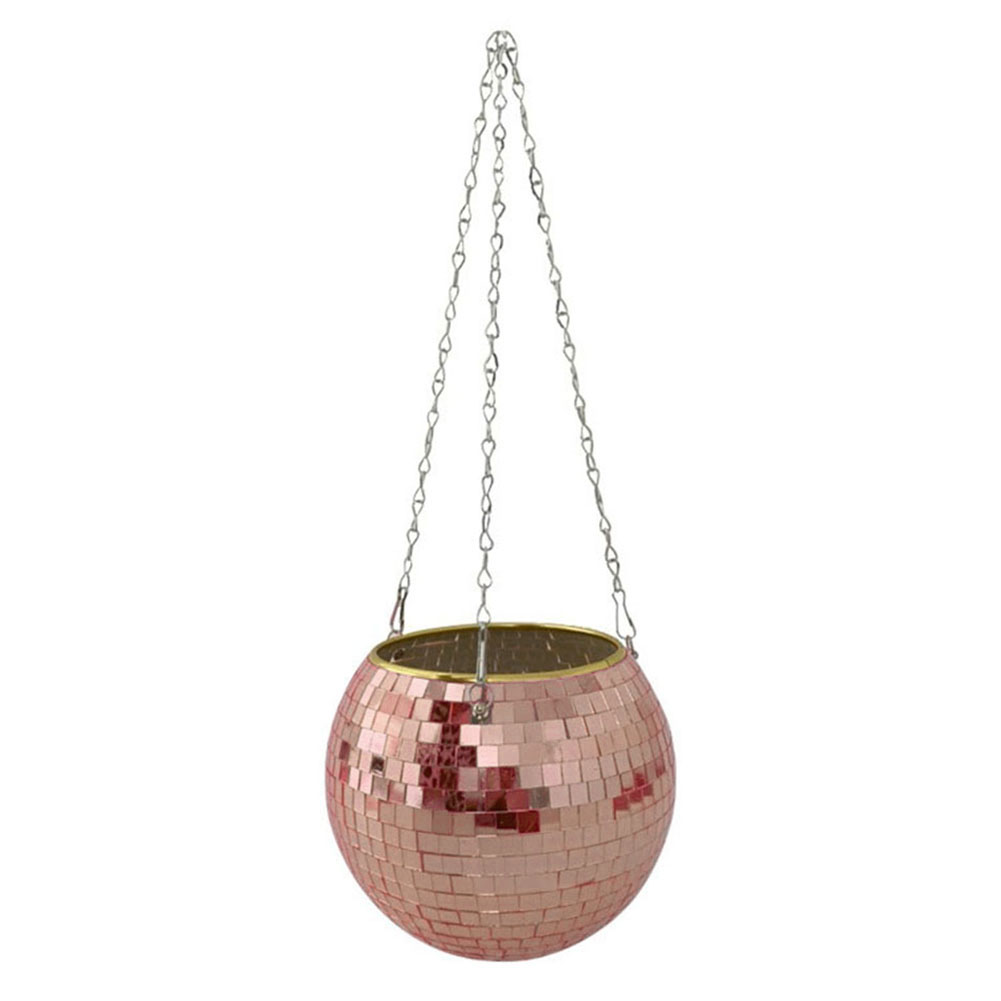 Disco Ball Hanging Flowerpot Round Mirror Planter Home Garden Ornament Vase Basket Boho Style Outdoor Home Yard Decoration 