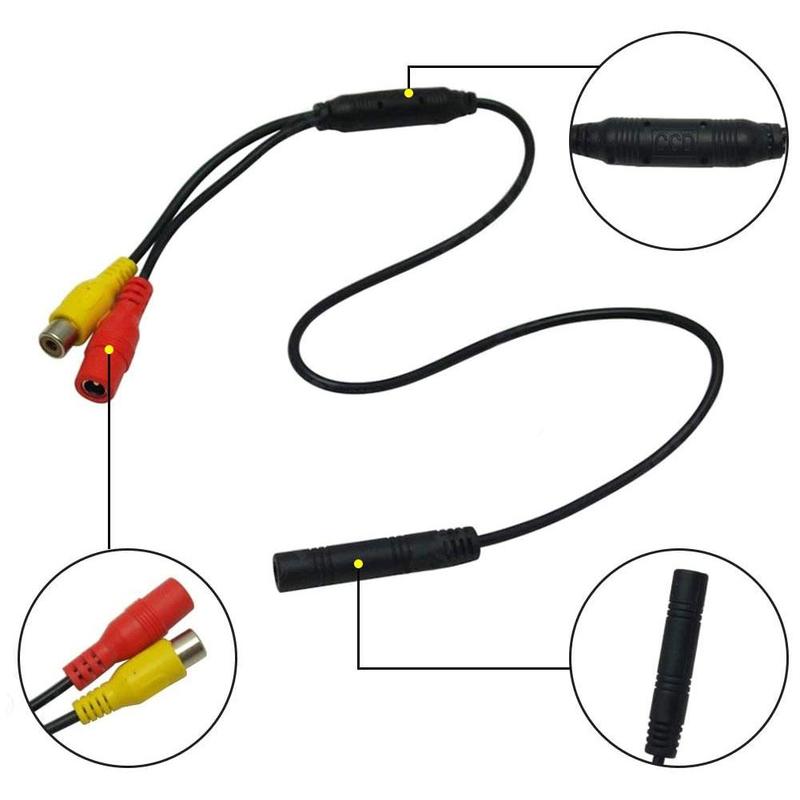 Cámara de visión trasera de marcha atrás para coche, de 4 pines macho conector de cable, adaptador de señal de alimentación a CVBS, arnés de cable RCA hembra B1K9, 1 Uds.