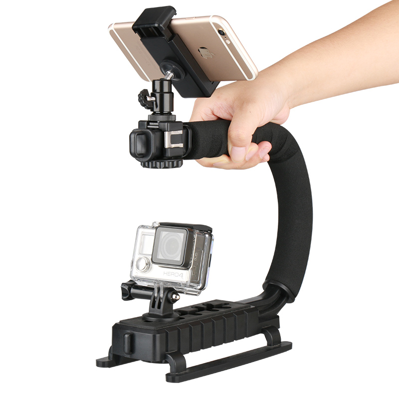 Ulanzi-estabilizador de vídeo para Cámara de Acción Gopro Hero, 3 soportes de Zapata, agarre de mano para iPhone, Xiaomi, Smartphone, DSLR, Nikon, Canon