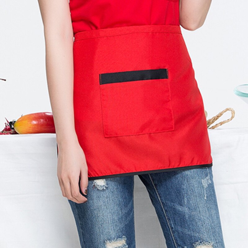 Unisex One-Size Home Kitchen Cooking Chef Schorten Cafe Restaurant Ober Schoonheidssalon Werkkleding Korte Schorten met Grote pocket: Red