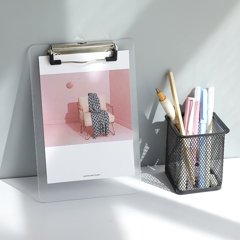 1 Piece Transparent Clip File Folder A5/A4 for Students Exam Paper Organizer Writing Pad School Supplies