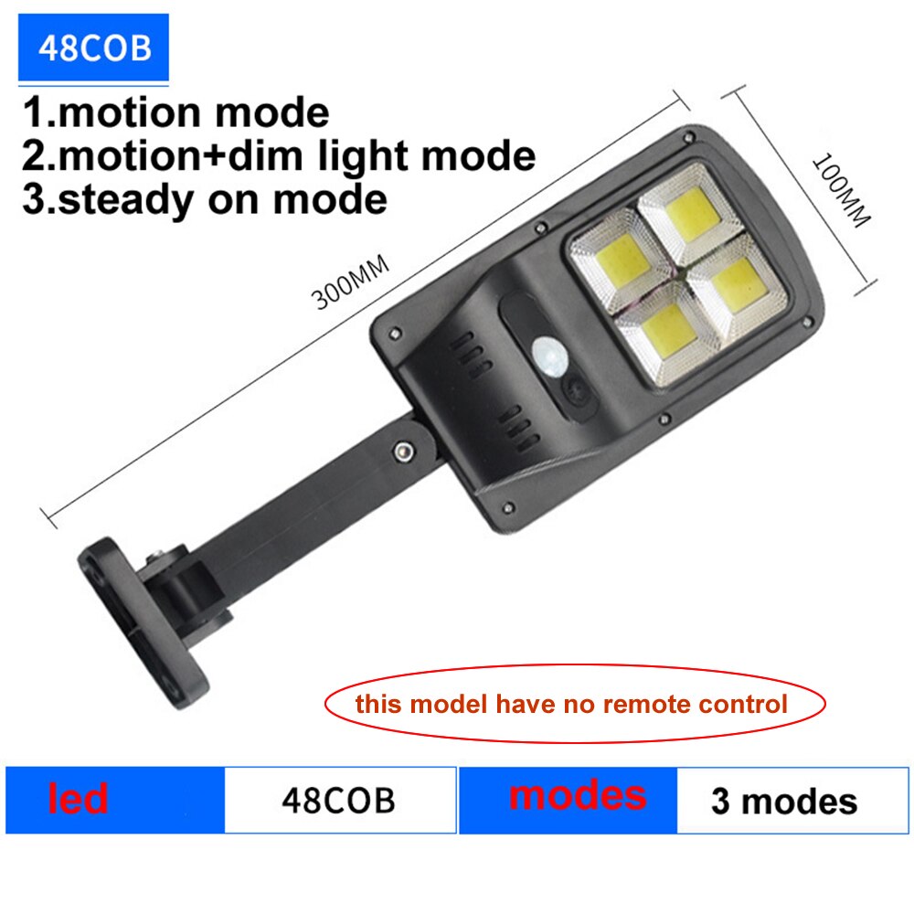 solar light lamp floodlight reflector Wall PIR Motion Sensor Waterproof IP65 Outdoor Garden Security Luz Led Para Exterior remot: YX03-48cob-3M-nr