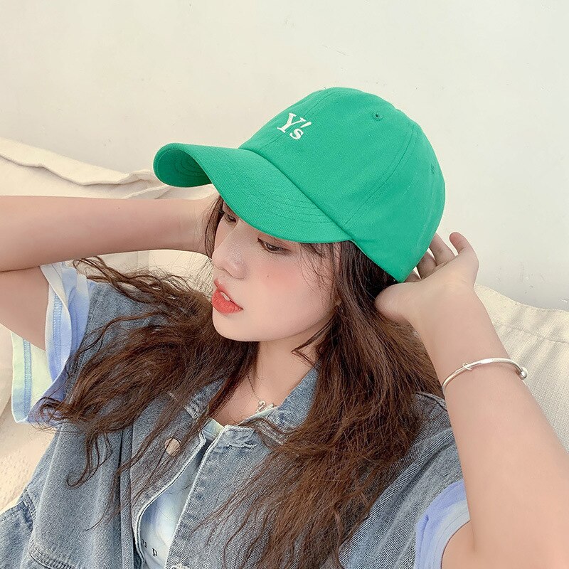 Gorra de béisbol coreana para dama, gorro de béisbol estilo coreano, bordada, informal, sencillo Y letras: green