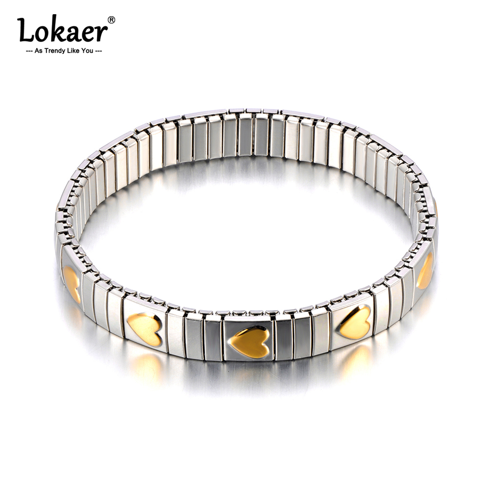 Lokaer 316L Edelstahl CZ Kristall Elastizität Kette Armbänder Für Frauen Echt Vergoldet modisch Wasserdicht Schmuck B23138