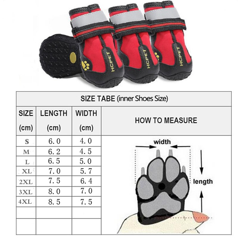 4pcs Pet Dog Shoes Reflective Waterproof Dog Boots Warm Snow Rain Pets Booties Anti-slip Socks Footwear for Medium Large Dog