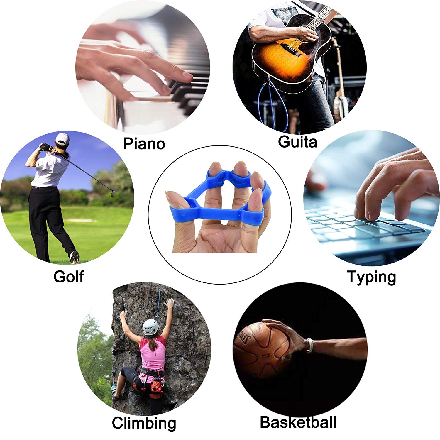 Finger Stretcher Hand Resistance Bands Hand Extensor Exerciser Finger Grip Strengthener for Exercise Guitar &Rock Climbing