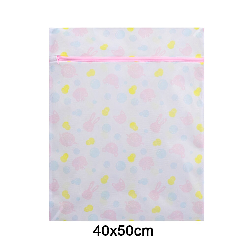 Printing Zippered Mesh Laundry Bag Polyester Laundry Wash Bags Coarse Net Laundry Basket for Washing Machines Mesh Bra Bag: 40x50cm