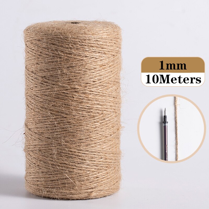 Cuerda de Yute Natural para decoración del hogar, hilo de yute para manualidades, costura hecha a mano, para , Navidad, 1mm-10mm: Jute 1mm 10Meters