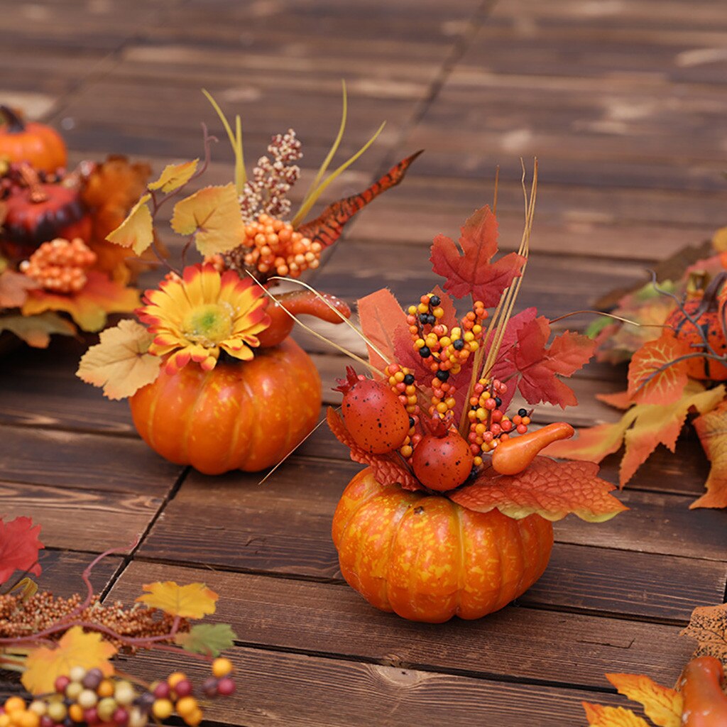 Feuilles d'érable réalistes Faux citrouilles légumes artificiels Halloween Thanksgiving ornements suspendus pendentif décorations pour la maison