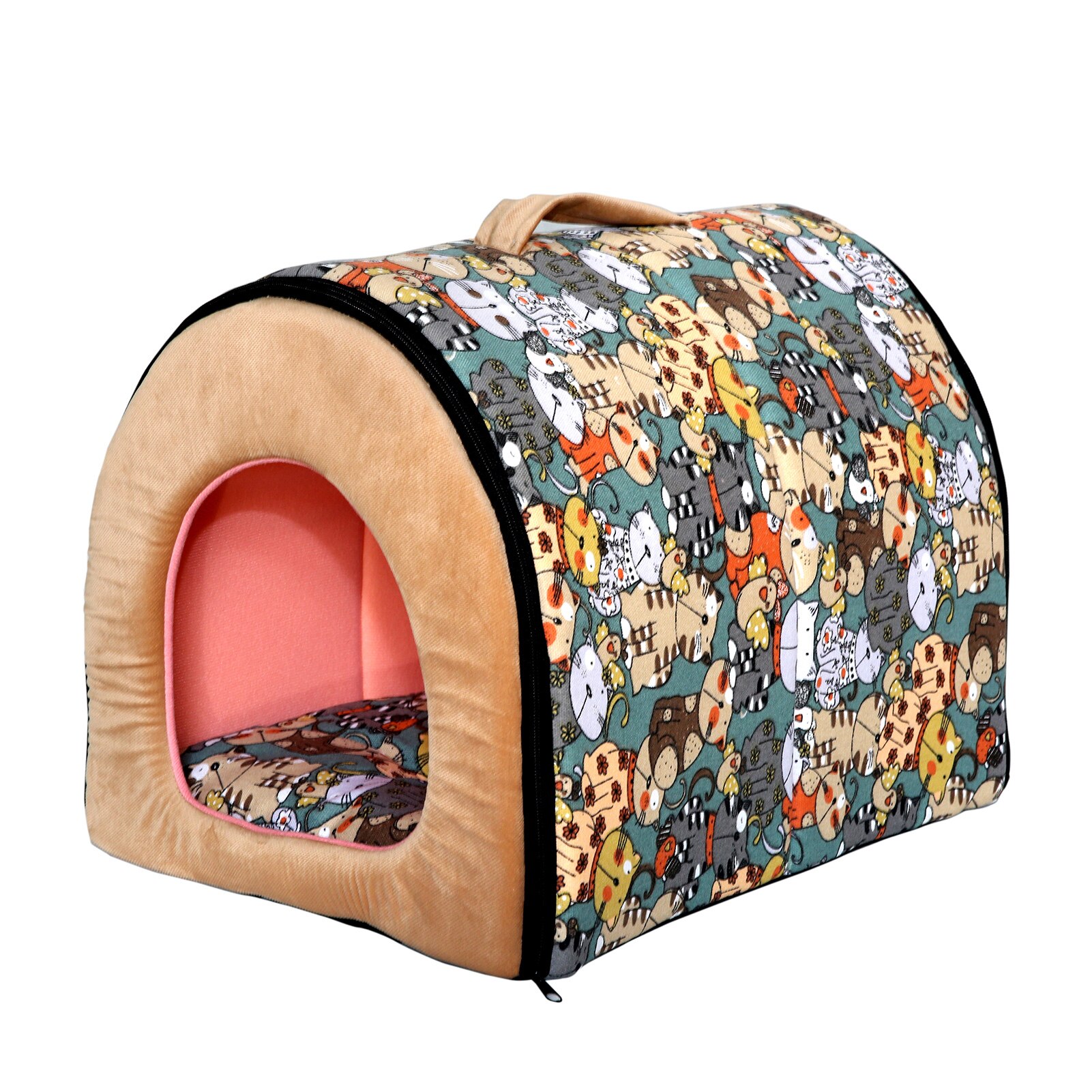 Pet Dog House Fully Washable Pet Kennel Cylinder Portable Dog House Golden Retriever Kennel Puppy Pet Cat Dog Bed Dog Cage: Light Grey / M
