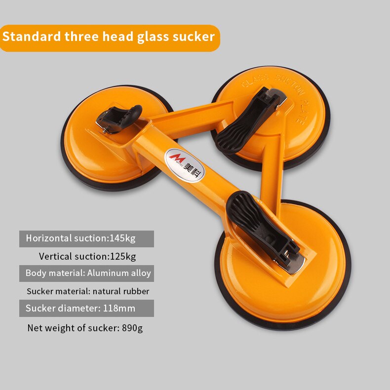 Vakuum sugekop glasløfter kraftig glas fliseholder griber sugeplade til glasfliser spejl granit løfteværktøj: Standard 3 hoved