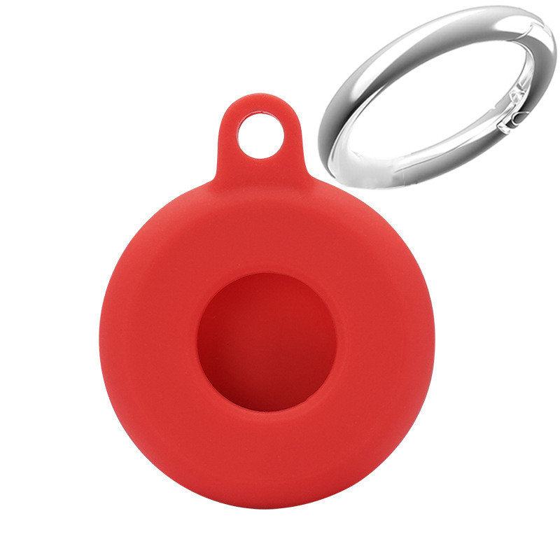 Silikone etui, fuldt cover, nøglering til apple airtag, telefon, kæledyrsfinder, tracker, tyverisikker, airtag-cover til airtags: Rød sort