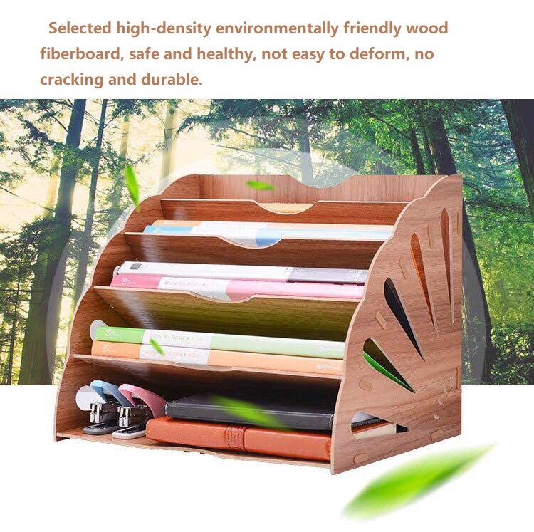5 plateaux en bois pour documents de bureau, plateau à lettres, organisateur trieur de fichiers de bureau, support pour le bureau à domicile