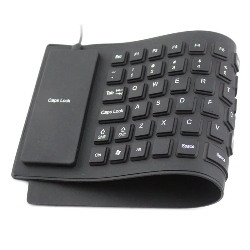85-key Computer Keyboard Silicone Mute Soft Keyboard Portable Mini Laptop Pc Folding Waterproof Keyboard: black