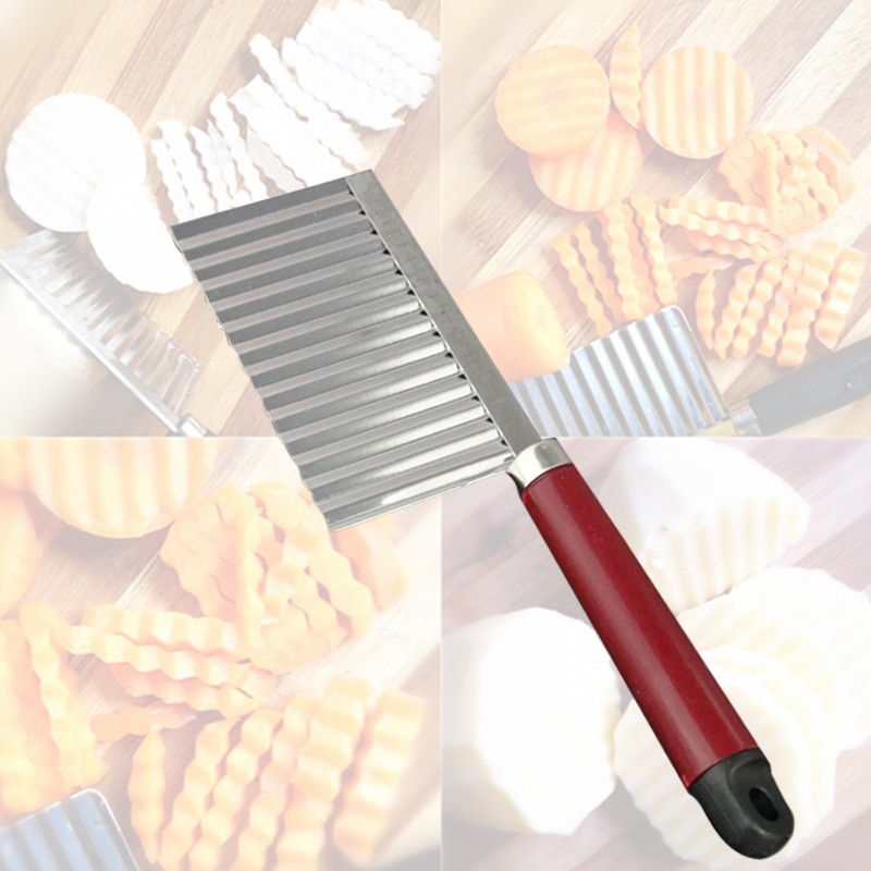 Stainless Steel Vegetable Carrot Wavy Cutter Slicer Potato Chips Corrugated Knife Kitchen Wrinkled French Fries Kitchen Utensil