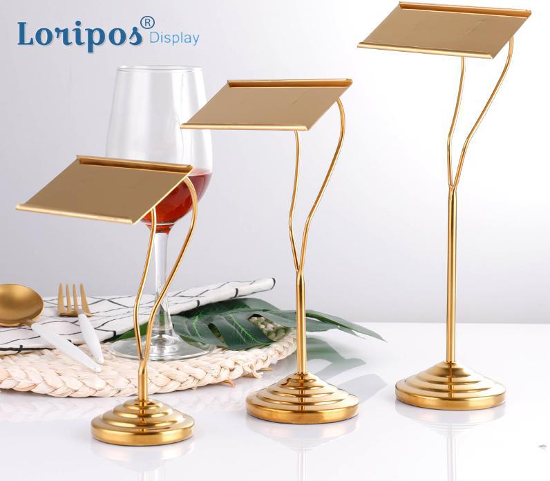 European Stainless Steel Menu Stand Metal Name Card Bracket Hotel Buffet Table Number Clamp Wedding Banquet Table Sign Stand